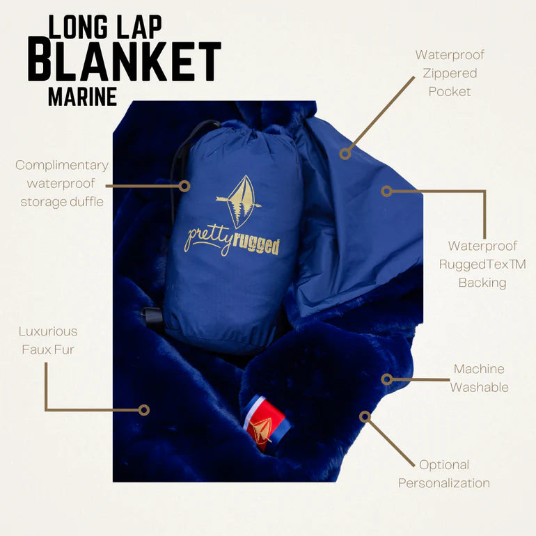 Blanket- Navy - Long Lap Faux Fur / Water Proof Blanket - Pretty Rugged