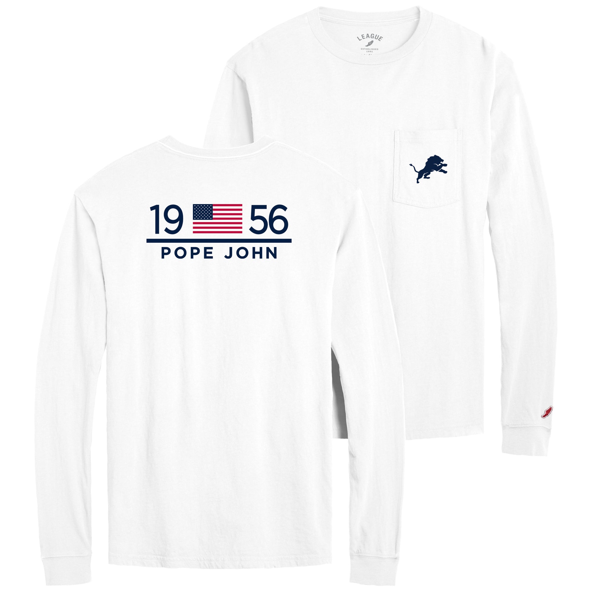 CLEARANCE - Long Sleeve Tee - White - League Pocket Tee