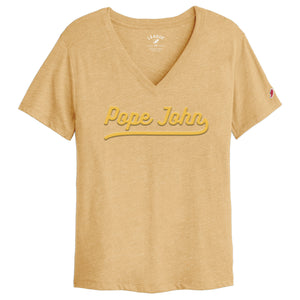 Women's Boyfriend V Neck Short Sleeve Tee - Varsity Gold - League Intramural Collection - New Item