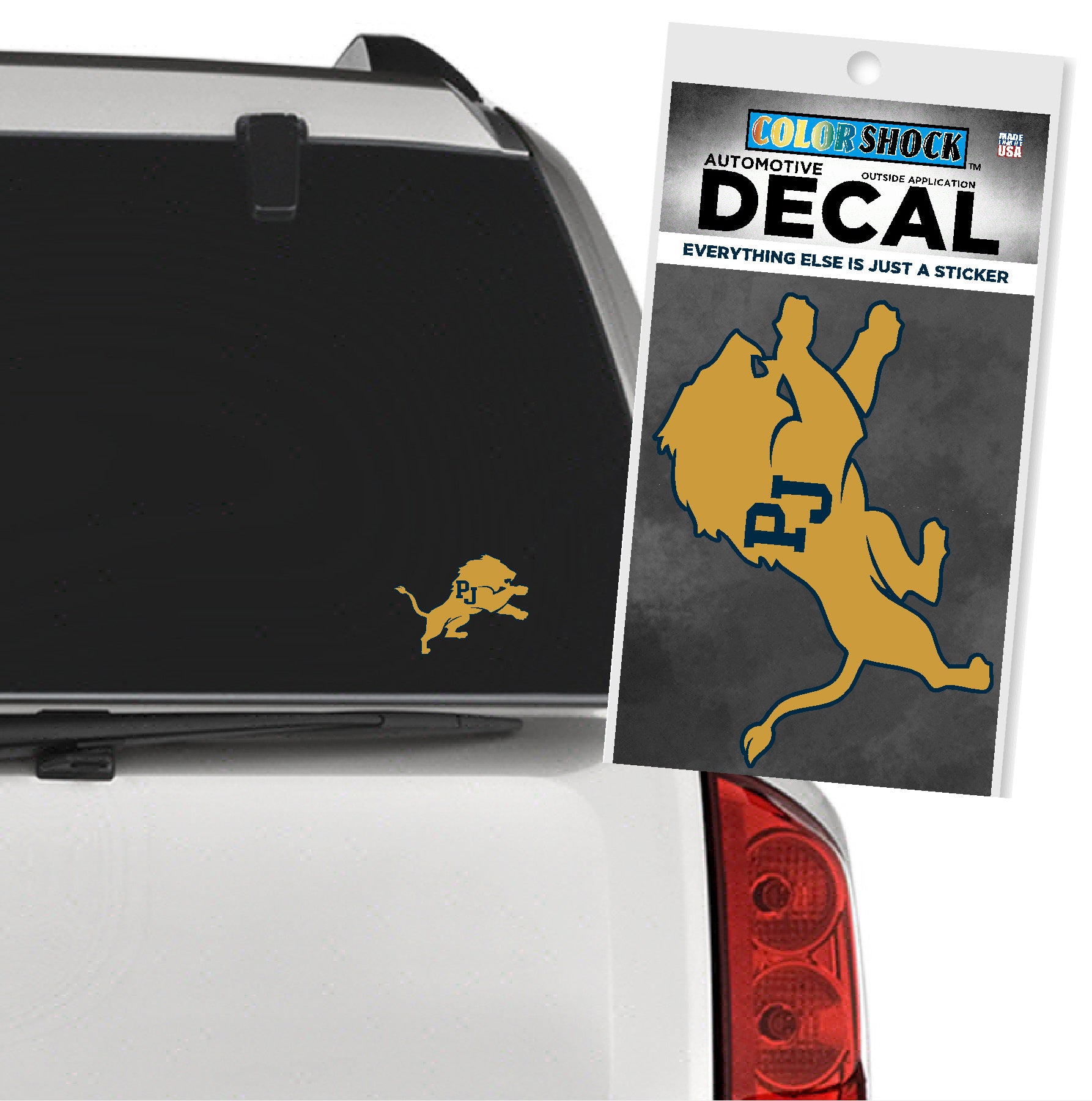 Decal - Car Decal Leaping Lion Gold - CDI