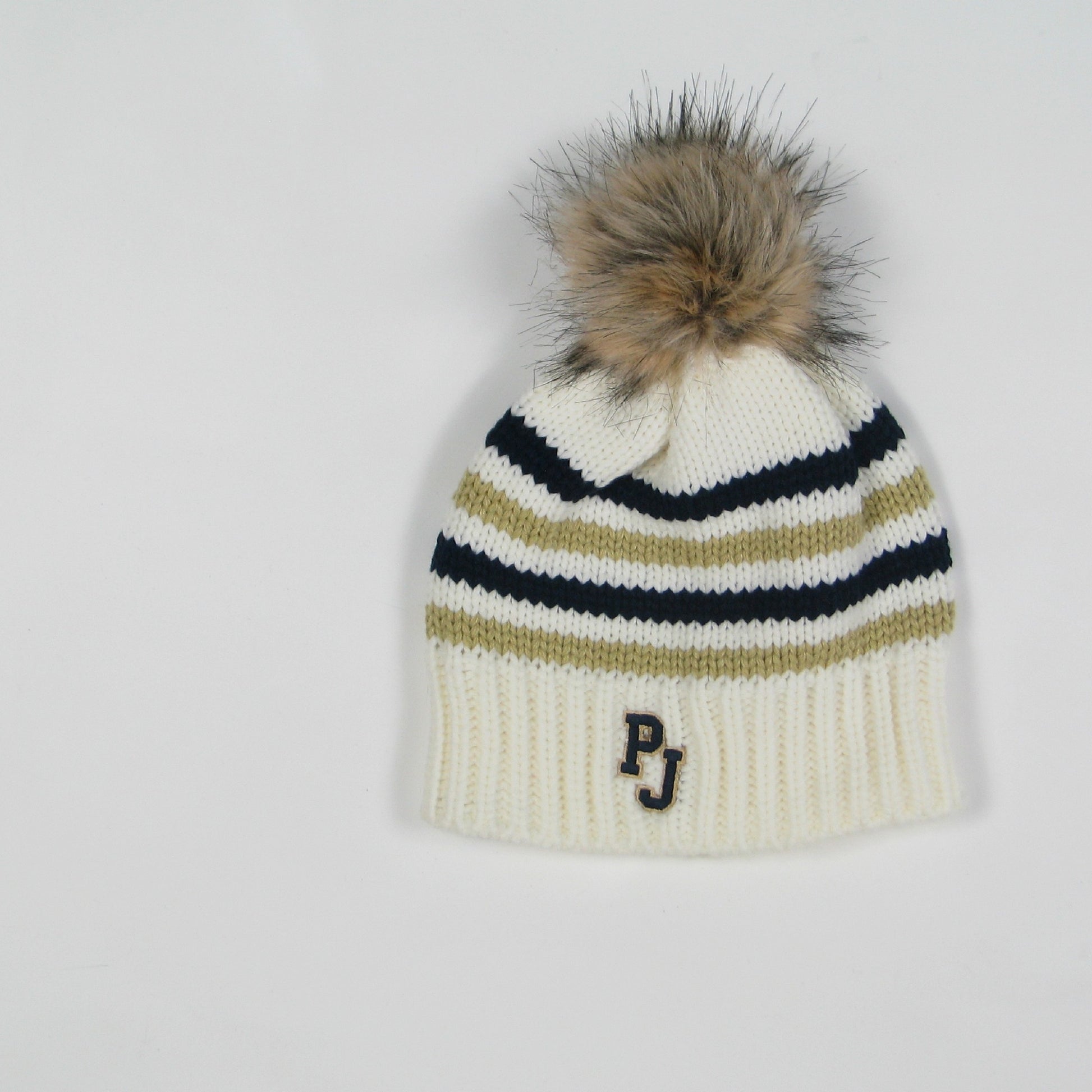 Winter Hat - White Multi Pom Hat - Legacy Big Sky Stripe Beanie