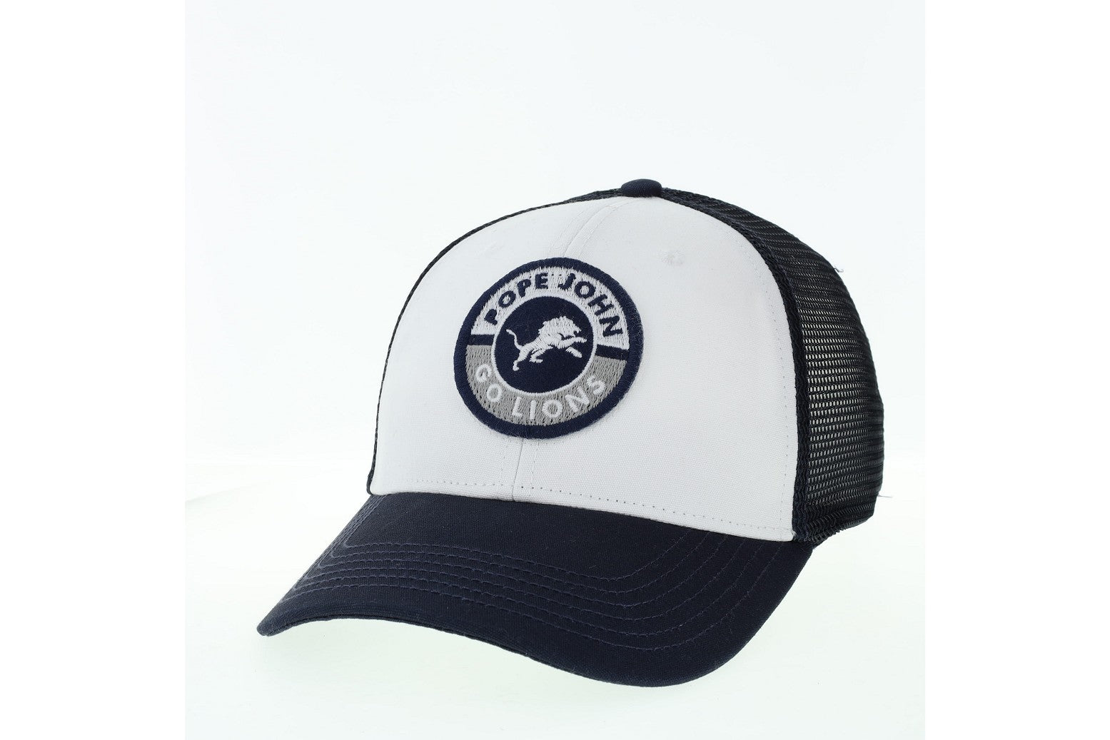 Baseball Cap - White & Navy - Structured Lo Pro Snapback Trucker - Legacy
