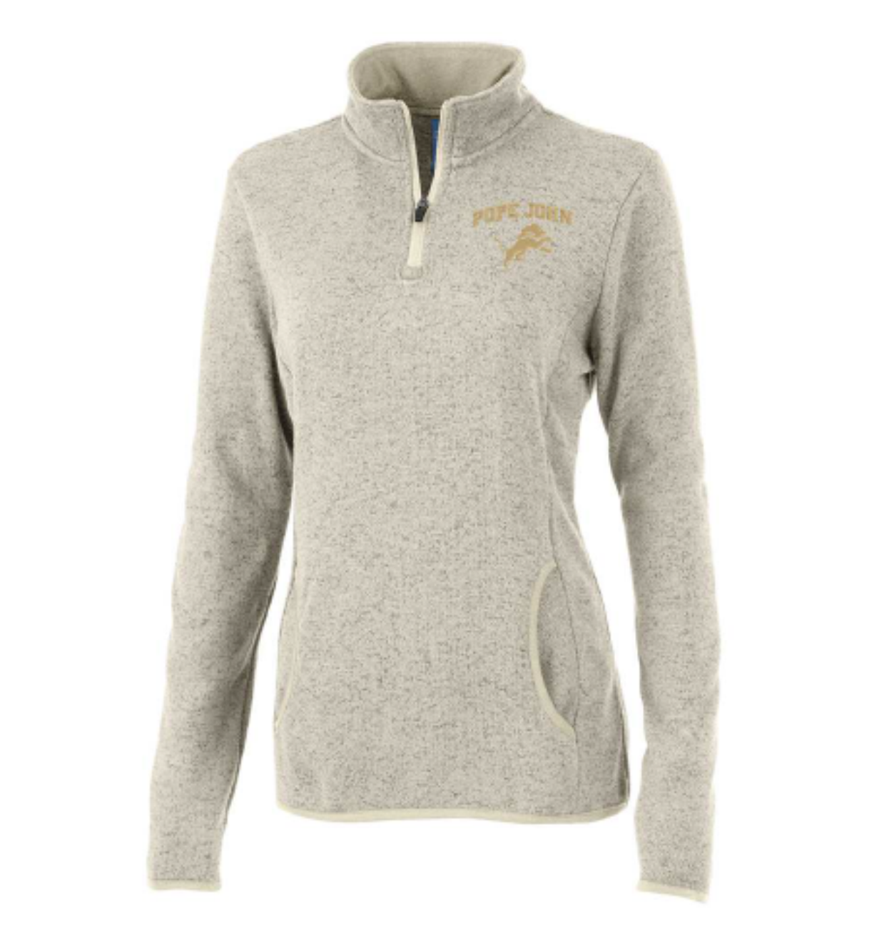 CLEARANCE - Women's 1/4 zip Fleece Pullover - Oatmeal - Charles River Collection
